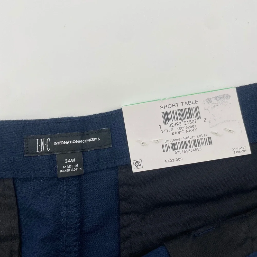 INC International Concepts Shorts Mens 34 Navy Blue Flat Front Regular Fit NWT
